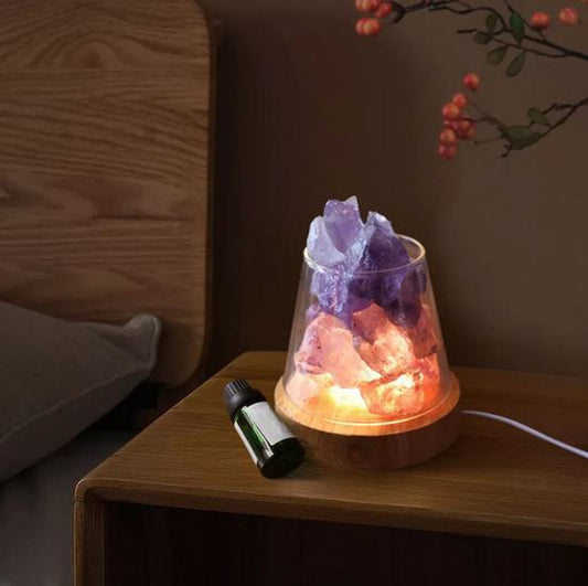 Crystal Salt Rock Lamp with Essential Oil Diffuser Light