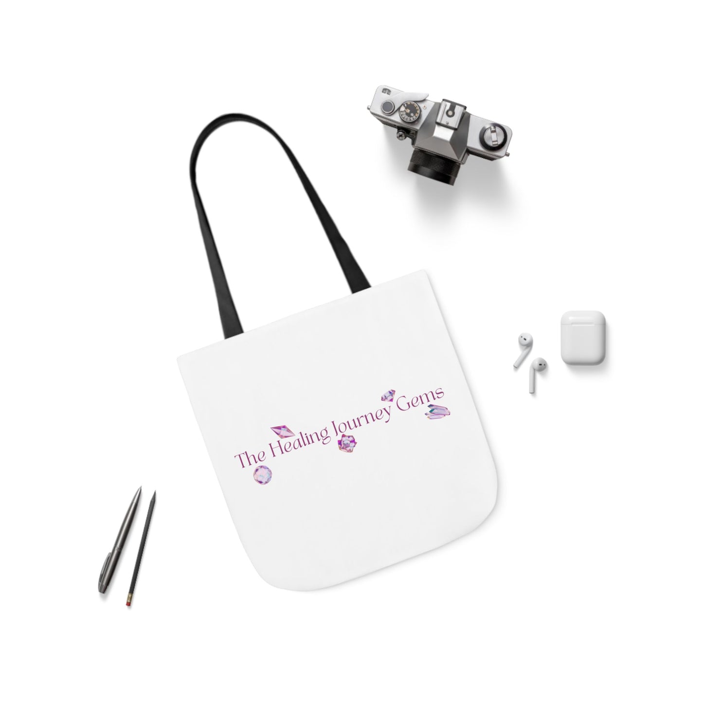 The Healing Journey Gems Canvas Tote Bag with 5-Color Straps