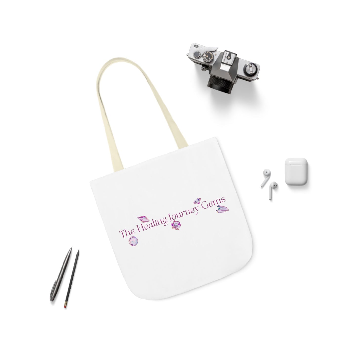 The Healing Journey Gems Canvas Tote Bag with 5-Color Straps