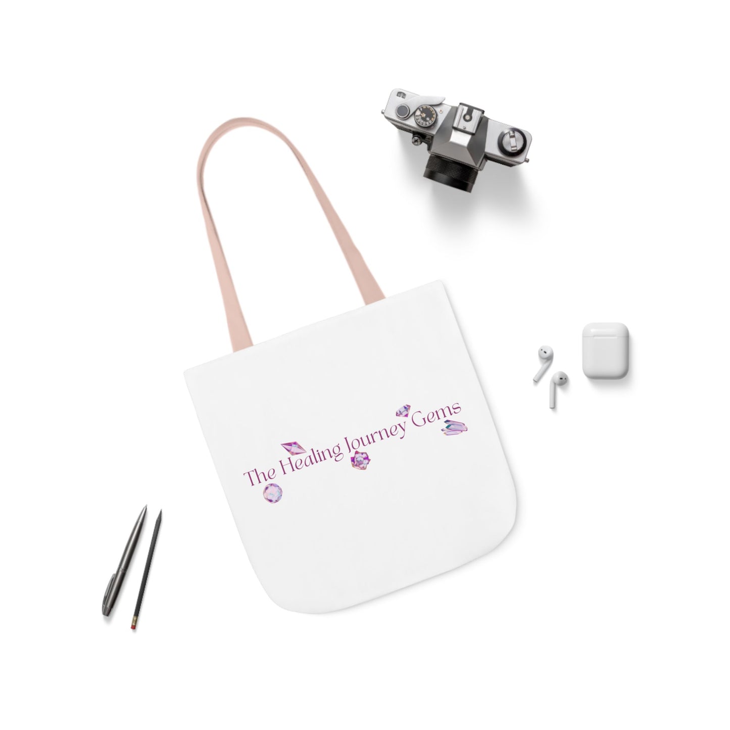 The Healing Journey Gems Canvas Tote Bag with 5-Color Straps
