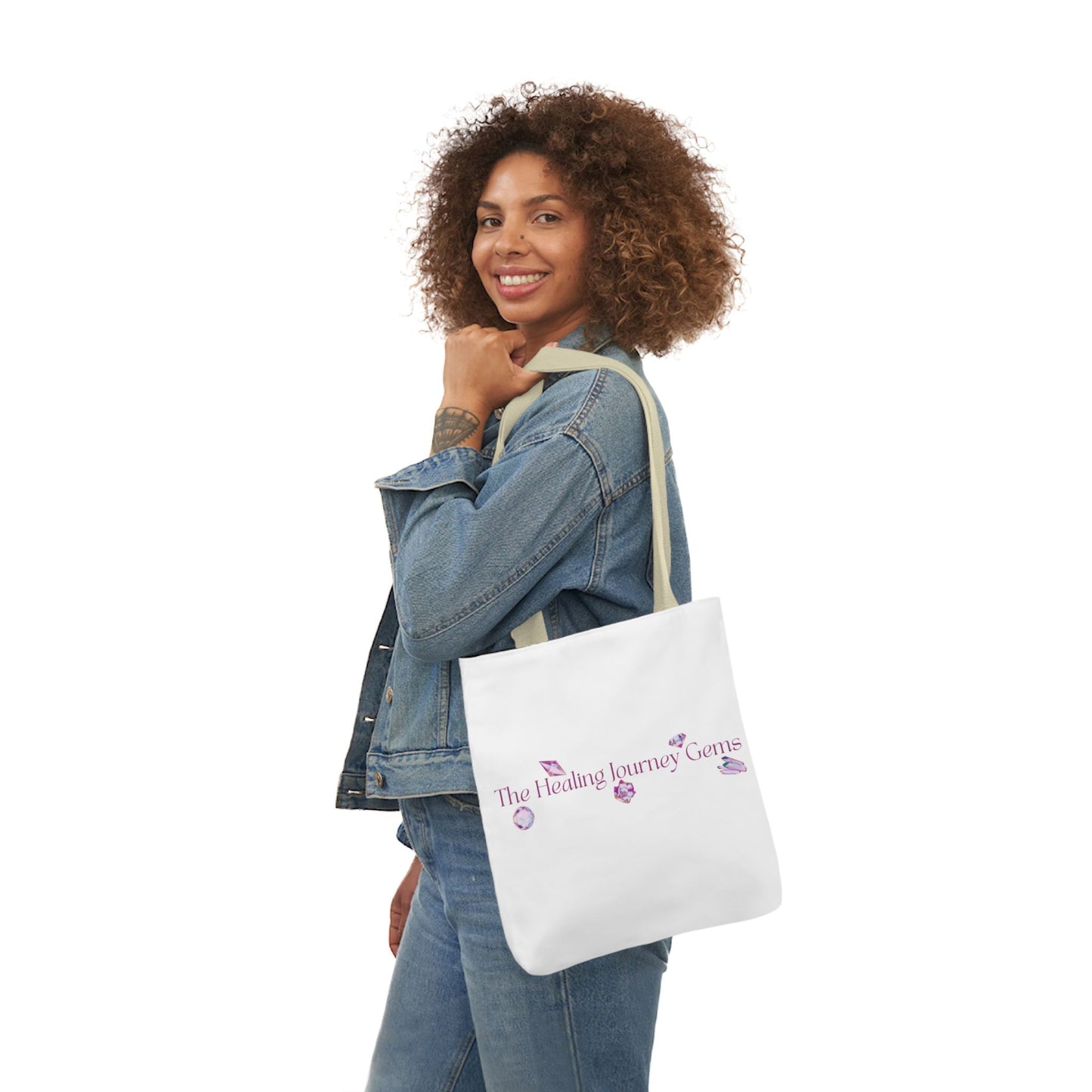 The Healing Journey Gems Canvas Tote Bag with 5-Color Straps