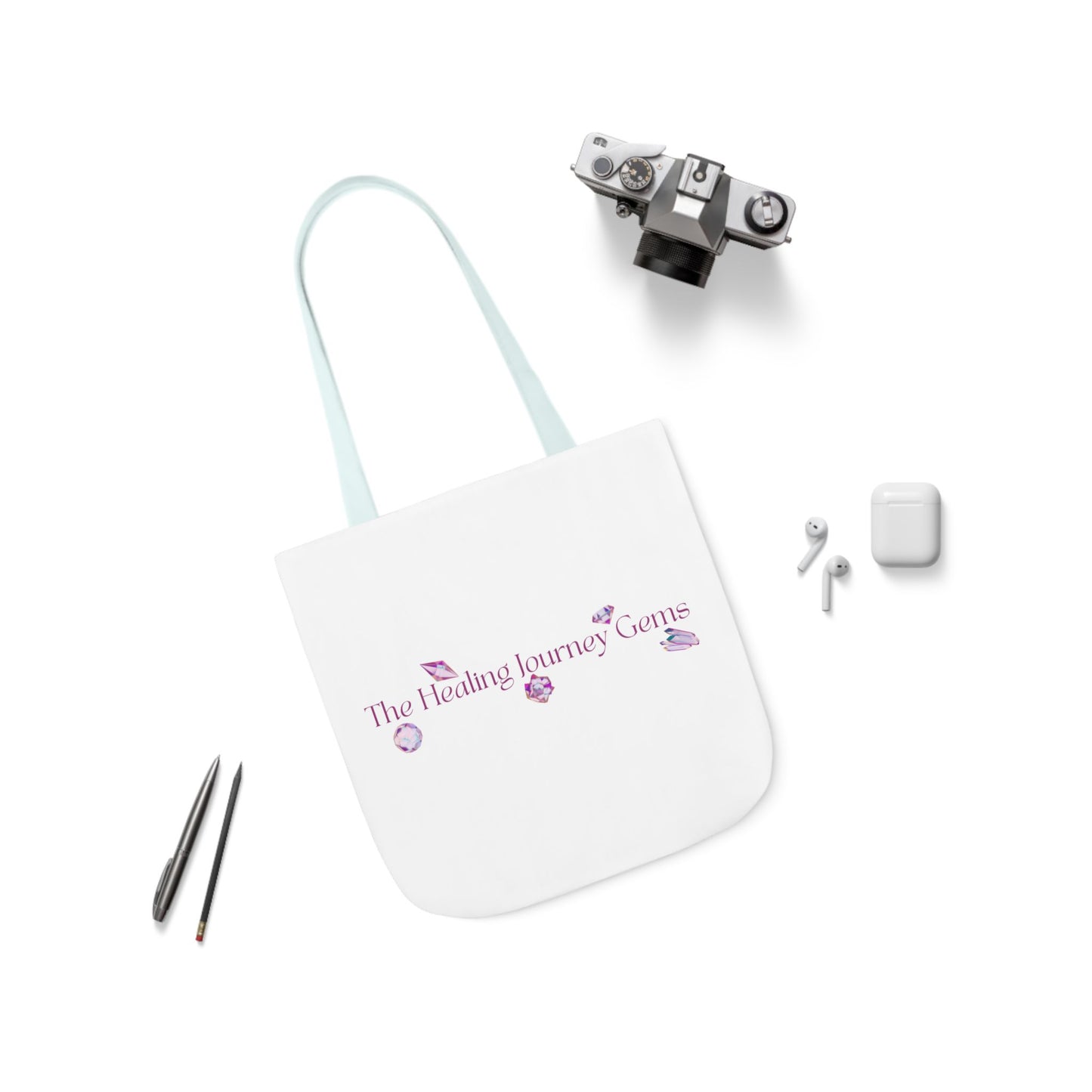 The Healing Journey Gems Canvas Tote Bag with 5-Color Straps